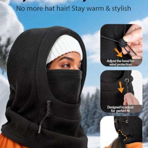 Thermal Fleece Balaclava Ski Mask 3-in-1 Adjustable Helmet-Compatible
